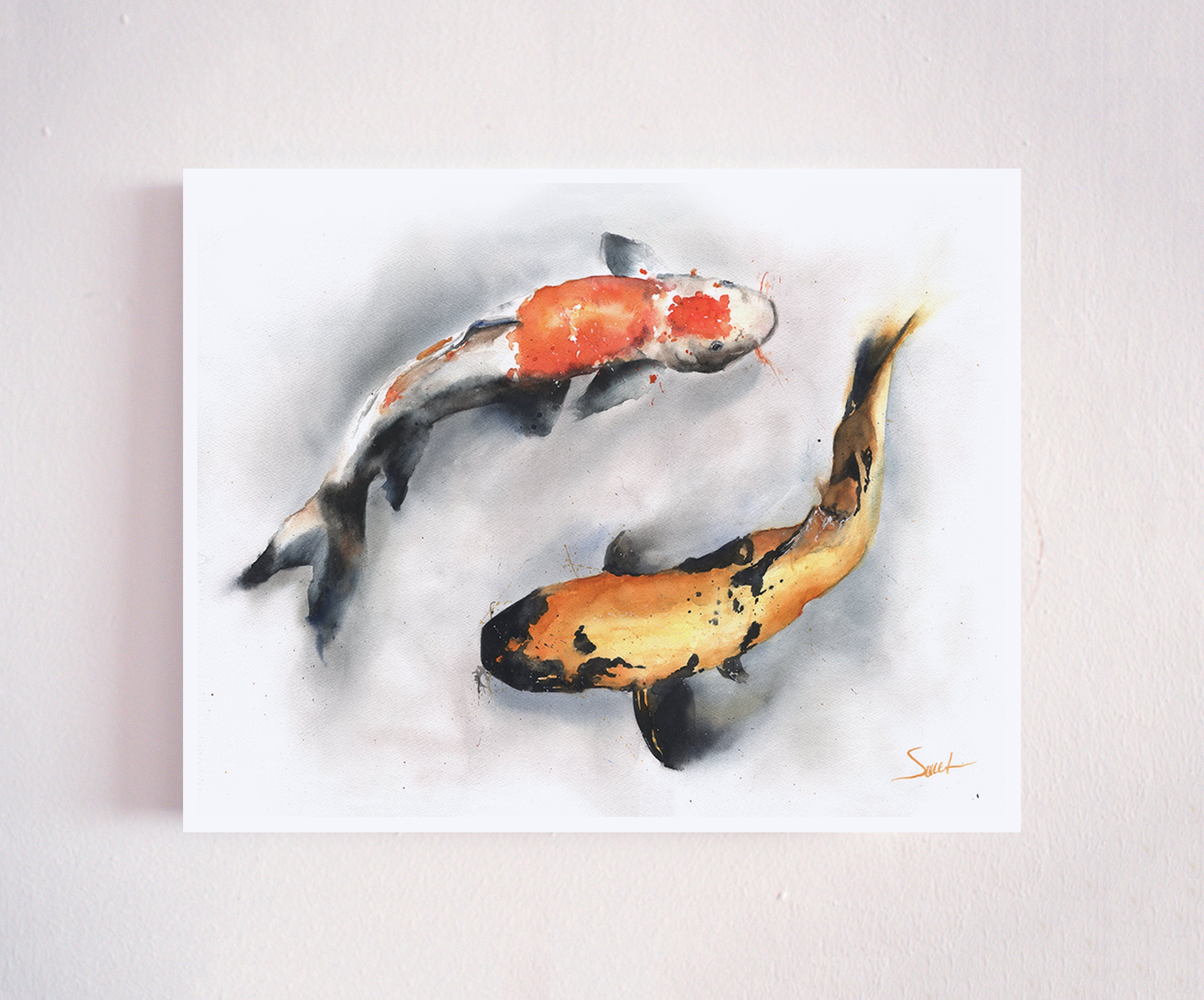 鯉の水彩画、オリジナル水彩画、鯉の水彩画、鯉のアートワーク 鯉の水彩画、オリジナル水彩画、鯉の水彩画、鯉のアートワーク