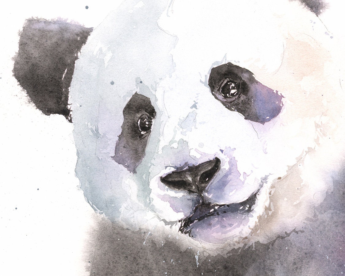 Watercolor Baby Giant Panda Bear Art Print - Animal Wall Art - Etsy