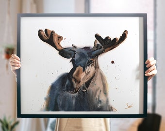 Moose Painting Original Watercolor Art by Eric Sweet