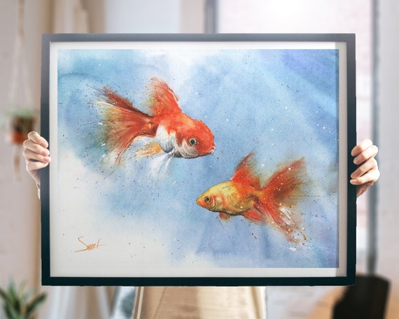 金魚 絵画 水彩画 オリジナル - メルカリ