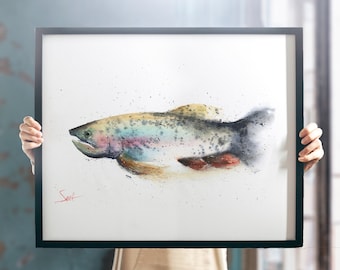 Rainbow Trout Fish Original Watercolor Painting by Eric Sweet