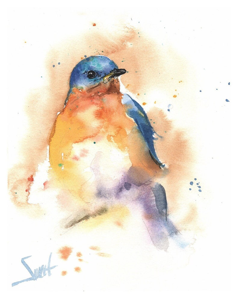 Eastern Bluebird Art Print Bird Watercolor Painting Decor by - Etsy