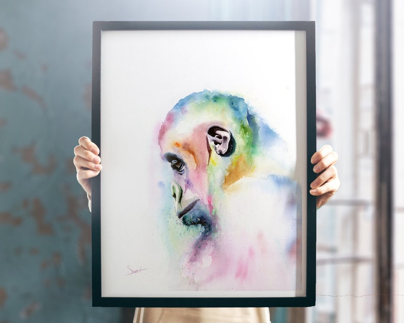 Gorilla Art Print Monkey Painting Watercolor Decor by Eric Sweet image 4