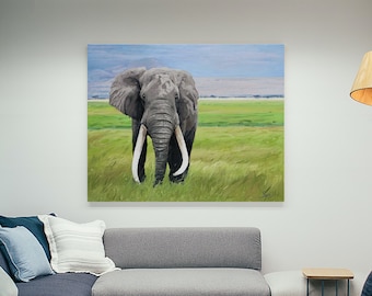 Original African Elephant Portrait Oil Painting by Eric Sweet