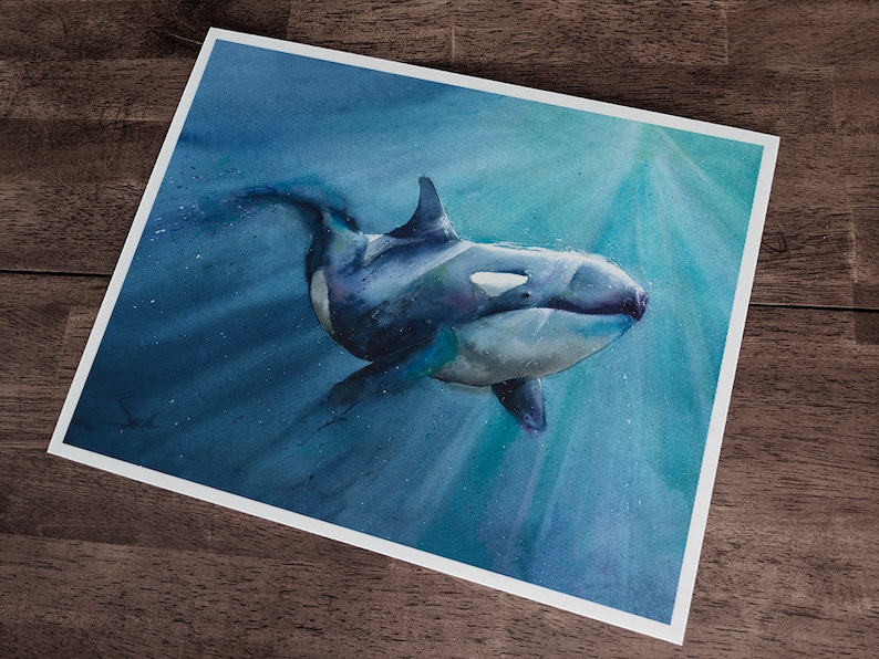 killer whale wall art whale gifts whale lover gift watercolor whale painting KILLER WHALE PRINT whale decor orca print whale artwork