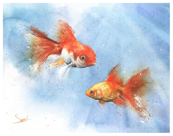 エリック・スウィートによる金魚のオリジナル水彩画 - Etsy 日本