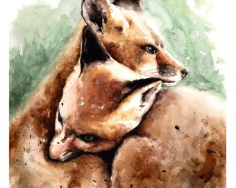 Watercolor Fox Print - Woodland Animal Wall Art, Animal Love
