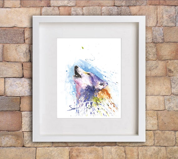 WOLF ART PRINT watercolor wolf painting wildlife painting | Etsy
