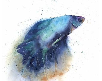 Betta Fish Original Watercolor Painting by Eric Sweet