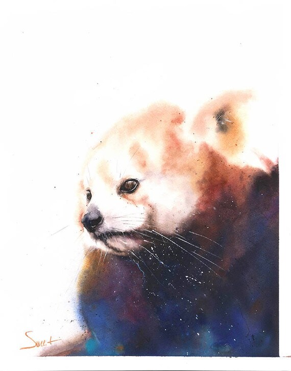 RED PANDA PRINT Animal Print Panda Watercolor Panda Decor Etsy