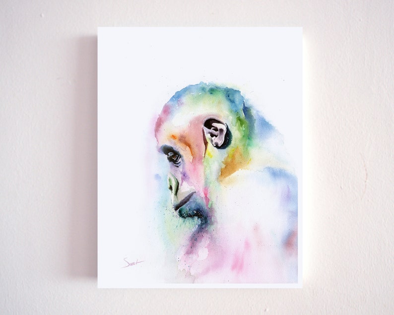 Gorilla Art Print Monkey Painting Watercolor Decor by Eric Sweet image 3