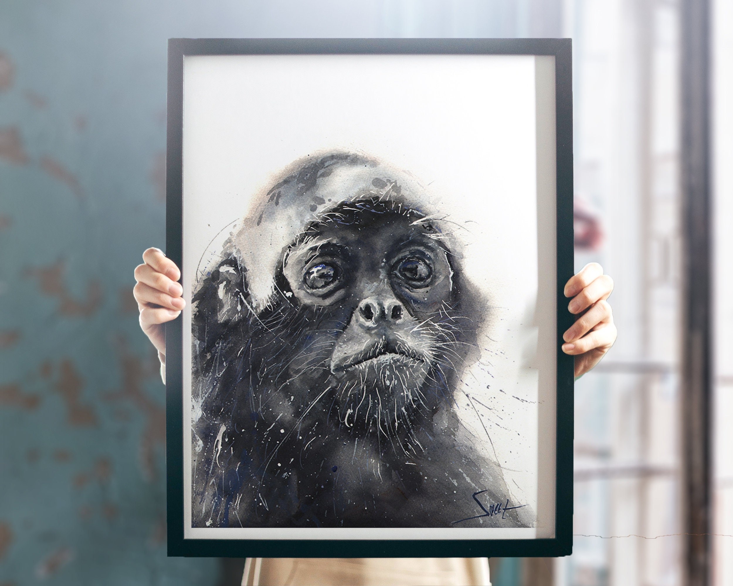 Monkey Watercolor Painting Monkey Wall Art Original | Etsy