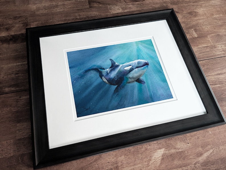 killer whale wall art whale gifts whale lover gift watercolor whale painting KILLER WHALE PRINT whale decor orca print whale artwork