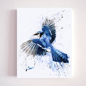 Blue Jay Flying Watercolor Painting Art Print by Eric Sweet image 3