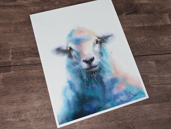 SHEEP wine picture FARM ANIMALpainting art print 11x14