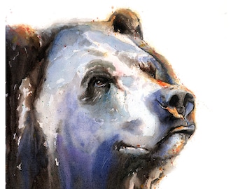 Watercolor Bear Painting Grizzly Bear Art Print Wildlife Decor by Eric Sweet