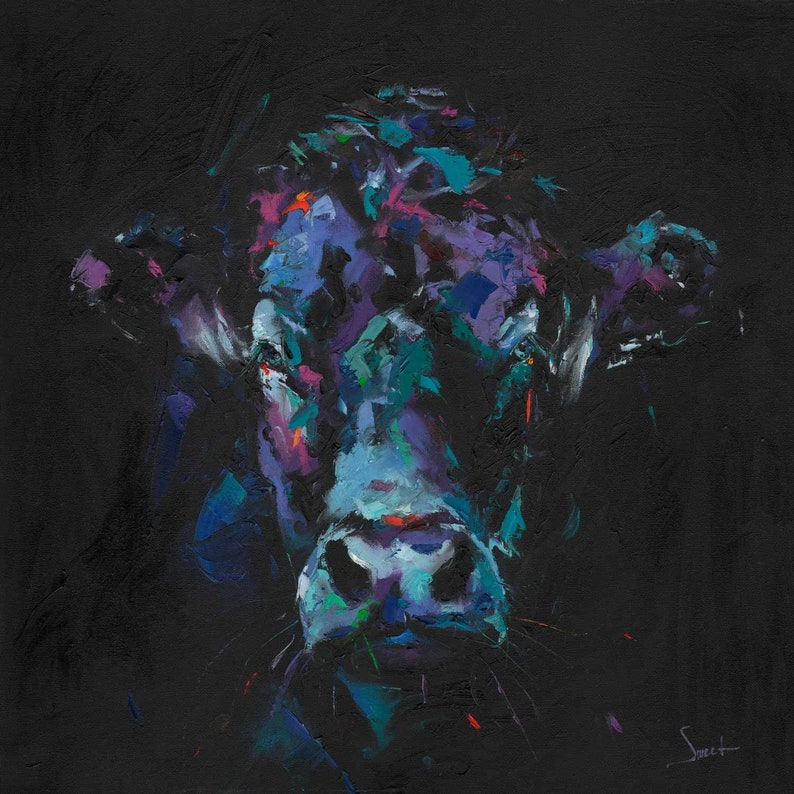 Cow print abstract cow painting modern oil painting modern | Etsy