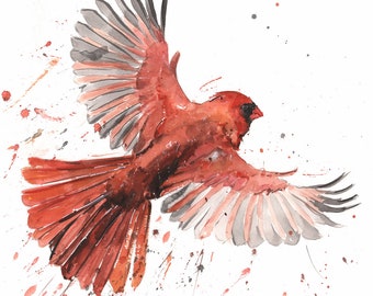 Cardinal Watercolor Painting Bird Art Print by Eric Sweet