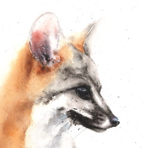 Watercolor Grey Fox Print, Woodland Animal Art, Nursery Wall Art image 2