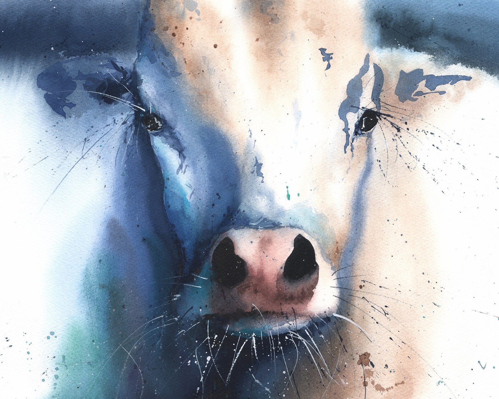 Longhorn Cow Print - Rustic Western Watercolor Art - Etsy