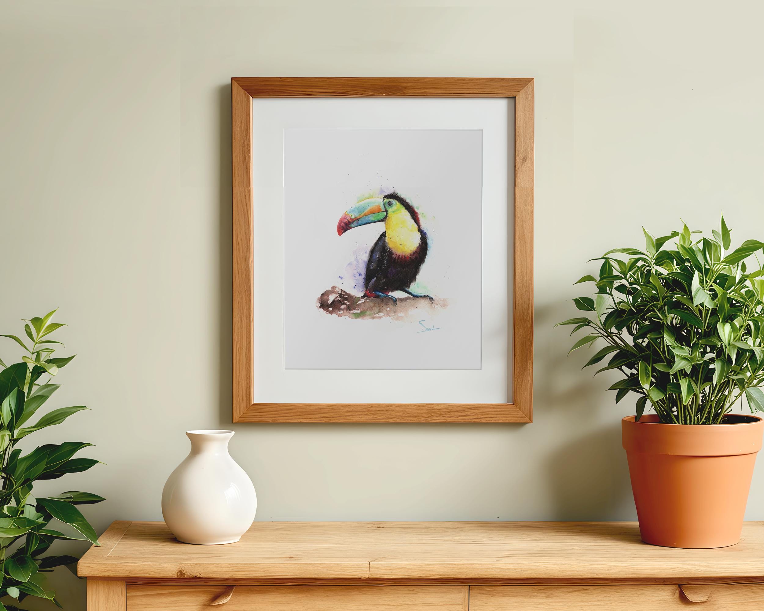 キールビルオオハシのアートプリント - 水彩画の鳥の絵画 - Etsy 日本