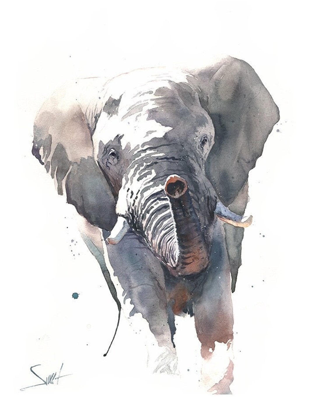 絵画  ｜手描き｜油絵 ｜オリジナル ｜象 ｜ELEPHANT オリジナルのハンドメイド象の油絵 - モダン印象派のマルチ