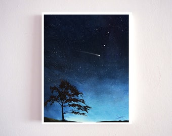 原画#3868 流れ星　ピアノ　星空　北欧　水彩画　ドローイング　絵画　イラスト il_340x270.4685352033_aqgn.jpg