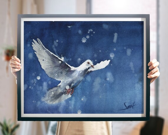 Buy White Pigeon Painting Dove Art Print Bird Decor Original Watercolor  Artwork by Eric Sweet Online in India - Etsy
