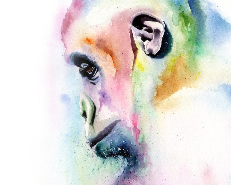 Gorilla Art Print Monkey Painting Watercolor Decor by Eric Sweet image 2