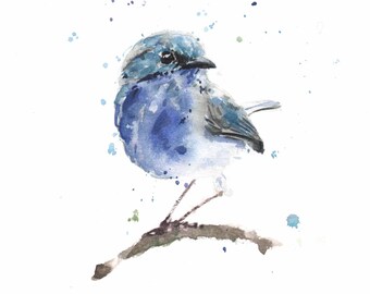 Splendid Fairy Wren Watercolor Art Print - Songbird Wall Art - Wildlife Decor