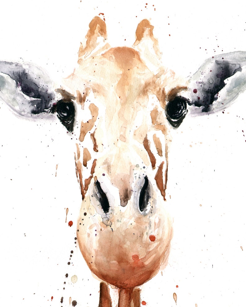 Baby Giraffe Watercolor Painting Art Print by Eric Sweet image 2
