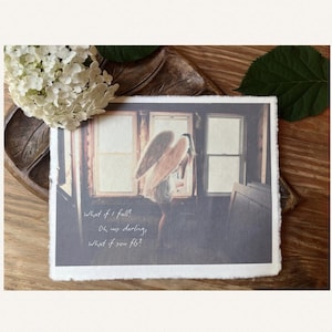 What if I fly Inspirational Print Cotton paperCustom print Angel wings print Deckled edge cotton paper print