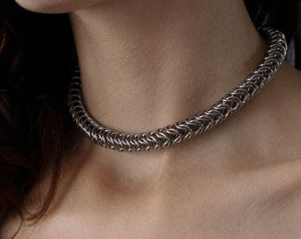 Collier / Ras de cou "Snake" en acier inoxydable