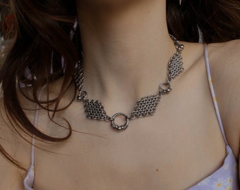 Collier / Ras de cou "Alice" en acier inoxydable