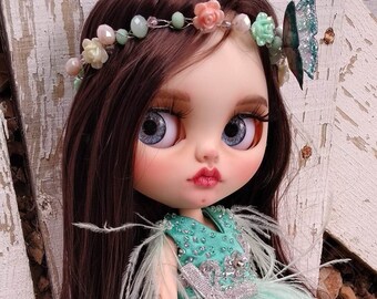 Custom Blythe Doll Blythe Custom OOAK Blythe Doll with 3 Outfits Custom Art Doll