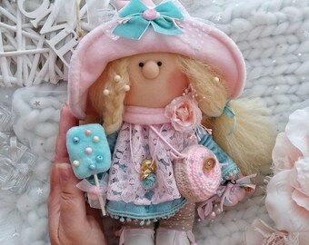 Tilda Doll Witch Halloween Witch Interior Fabric Doll Nursery Decor Doll Halloween Doll Tilda Cute Witch Doll Pink Witch OOAK Rag Doll