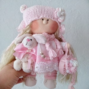 Tilda Fabric Doll Tilda Doll Handmade Fabric Doll Textile Doll Tilda Blond Hair Doll Home Decor Doll Ooak Textile Doll