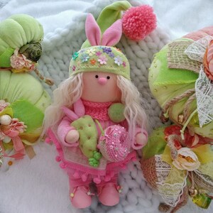Tilda Textile Doll Easter Cute Bunny Doll Nursery Decor Doll OOAK Rag Doll Fabric Tilda Doll Interior Decor Art Doll Easter Bunny Gift Doll