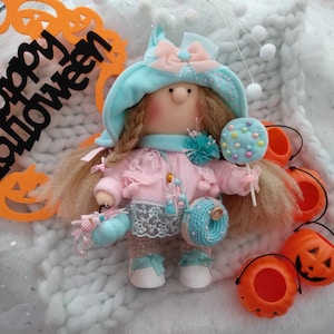 Tilda Doll Handmade Witch Doll Textile Doll Tilda Witch Interior Fabric Doll Cute Gift for Girls Nursery Decor Doll