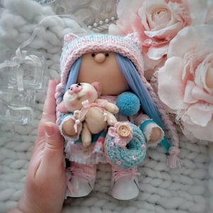 Handmade Textile Doll Tilda Interior Decor Doll Cute Fabric Doll Girl Room Decoration Unique Fabric Doll Interior Doll for Present