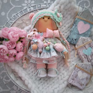 Handmade Tilda Textile Doll, Tilda Fabric  Doll, Unique Rag Doll, Interior Doll Tilda, Home Decor Doll, Nursery Decor Doll
