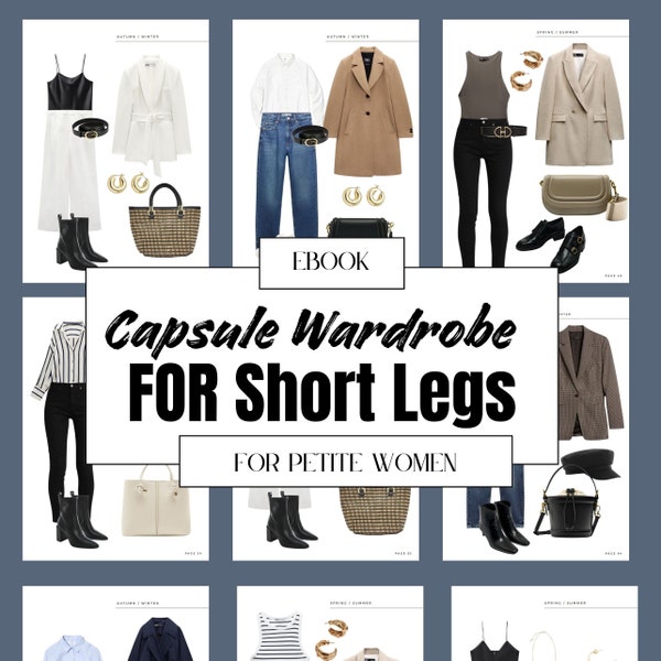 Capsule wardrobe for Petite women, petite clothing, petite tops, petite pants women outfits style combinations, ebook downloads pdf