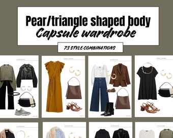 Pear body shape 73 Capsule Wardrobe outfit ideas | Find your style | Seasonal colors | Declutter your wardrobe guide EBOOK