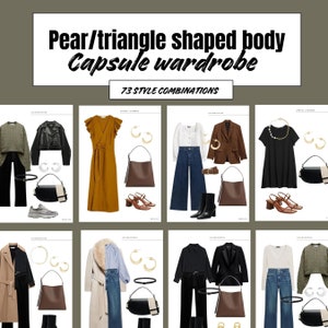 Pear body shape 73 Capsule Wardrobe outfit ideas | Find your style | Seasonal colors | Declutter your wardrobe guide EBOOK