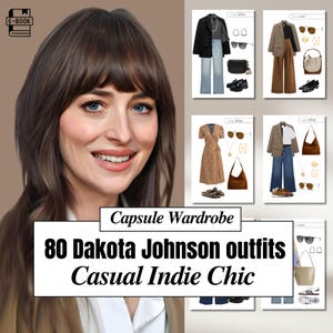 80 Dakota Johnson Inspired capsule wardrobe Outfits ebbok – Indie outfits Casual & Effortlessly Stylish Looks Ebook for Women