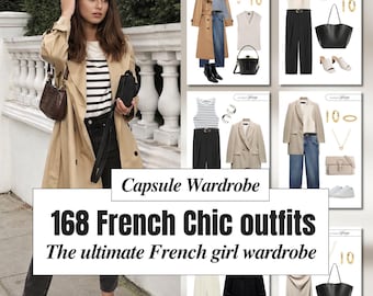 168 Parisian French Chic Style Capsule Wardrobe outfit ideas for elegant women