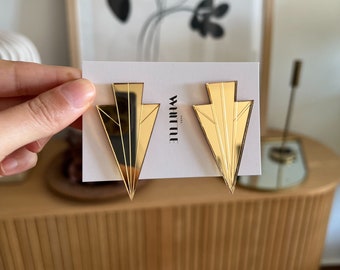 Capsule wardrobe gold statement earrings, large earrings, modern jewelry, minimalist earrings, geometric earrings, big earrings