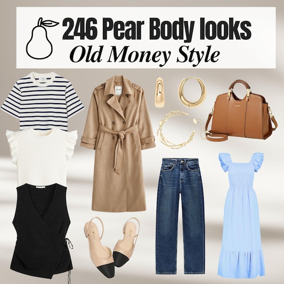 Old Money Capsule Wardrobe for Pear Shape 246 Outfit Ideas | Body Type  Guide | Casual Looks for Curvy Hips - Etsy