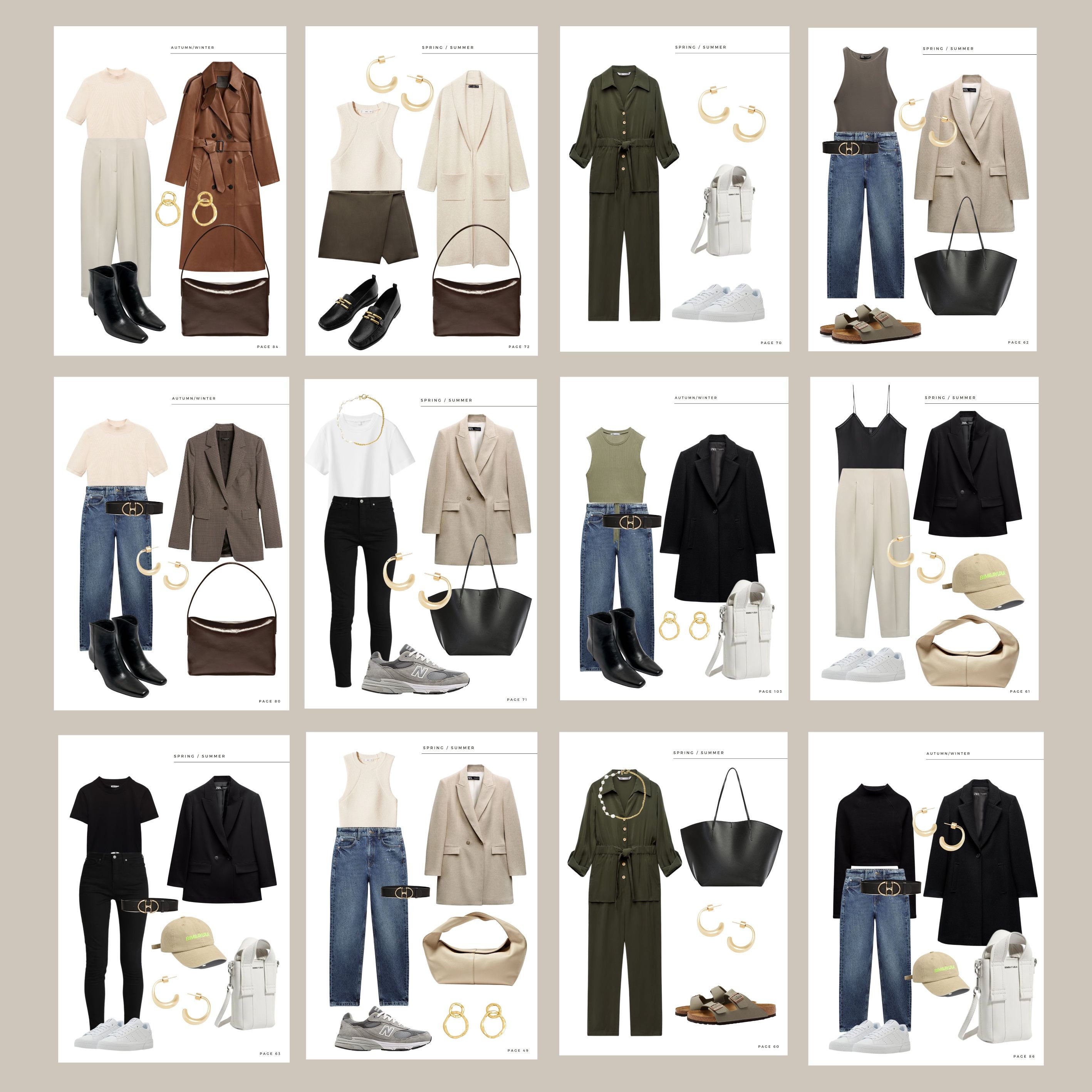70 Capsule Wardrobe Clothing Outfit Combinations for Women Digital ...