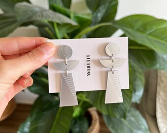 Metallic statement earrings, large earrings, modern jewelry, minimalist earrings, geometric earrings, big capsule wardrobe earrings